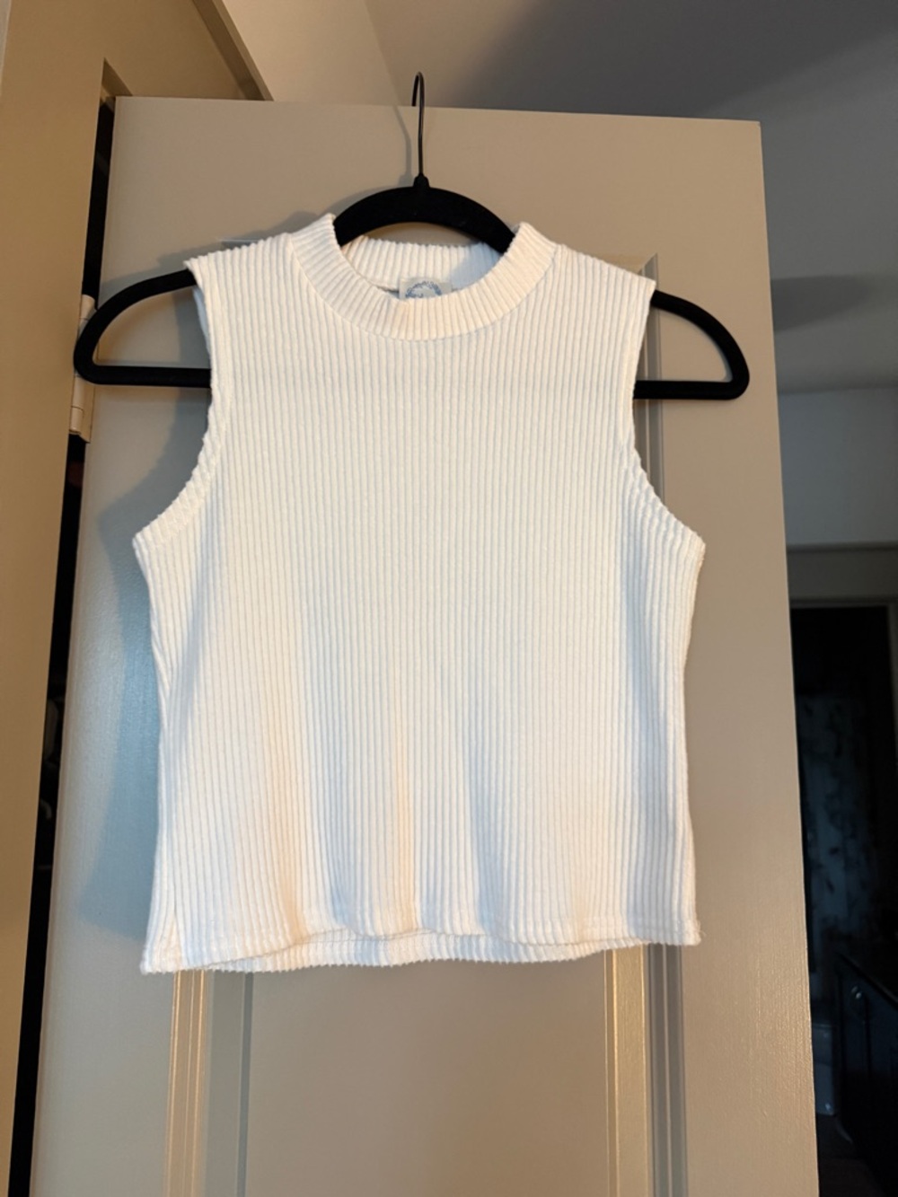 Francesca's Collections White Ribbed Sleeveless Crop Top